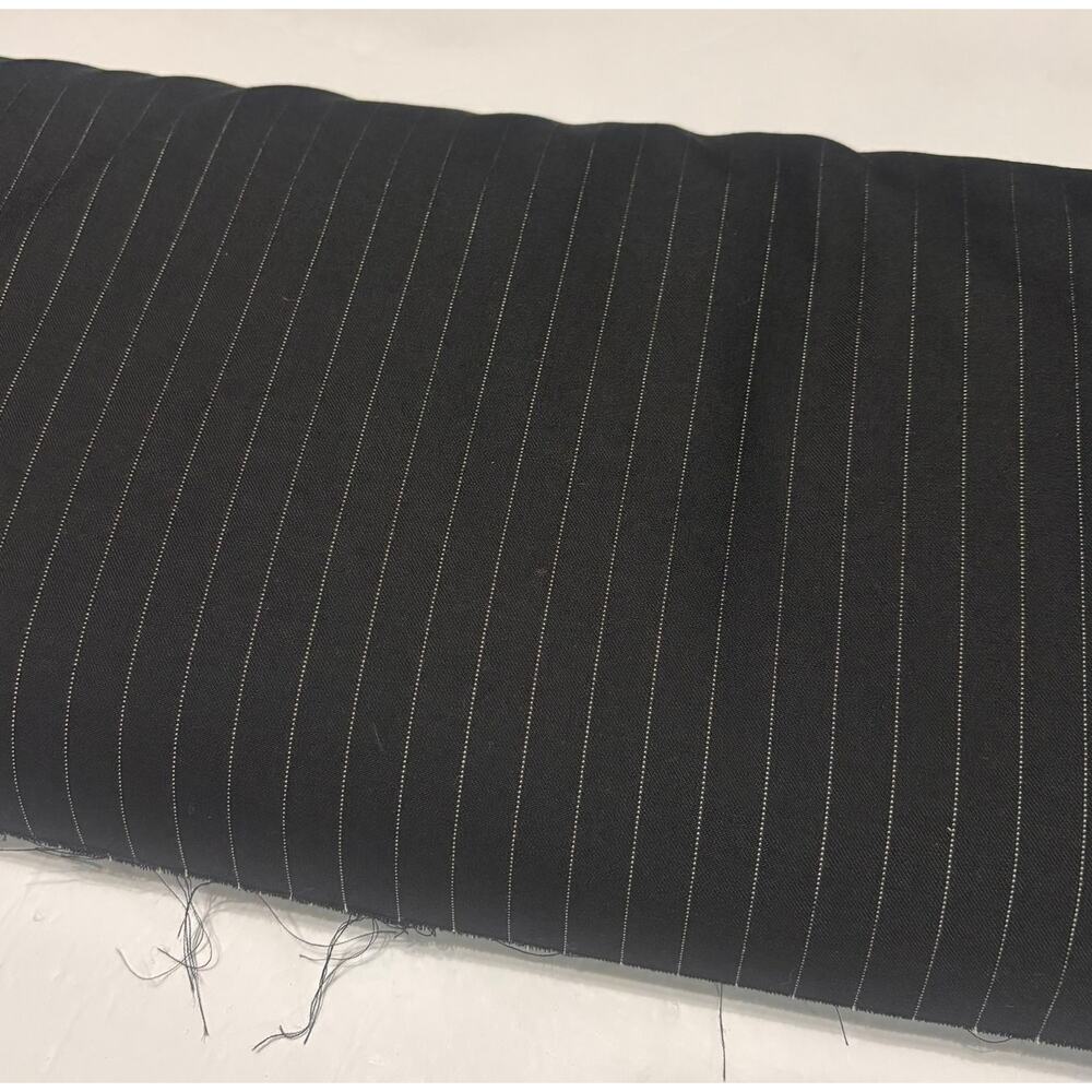 Black White Pinstripe Wool Fabric 60” Wide 19.5 Yds Lightweight Suiting